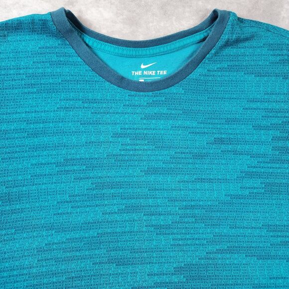Nike Shirt Mens 2XL Blue Dri Fit Print All Over Stretch Athletic Stretch Crew - Picture 8 of 8